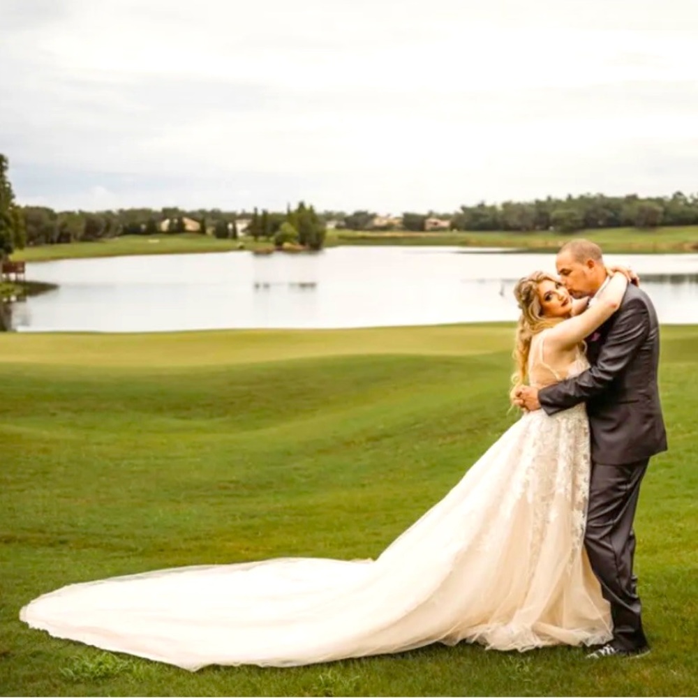 Gorgeous Custom Blush Wedding Dress Sz 12/14.